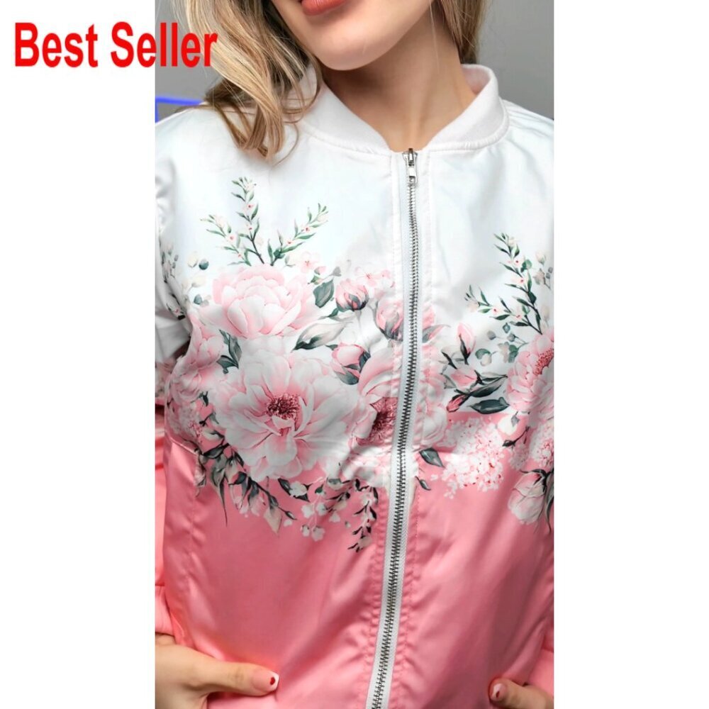Quilted Bomber Jacket Lightweight Zip Up Casual Fall Coat - Picture 5 of 6